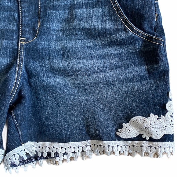 Jordache Lace Embroidered Denim Short Overalls - Picture 4 of 10